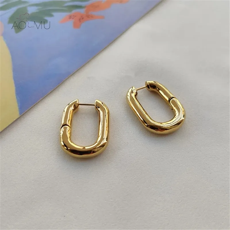 Trendy Korean Hoop Earring with Gold Plating