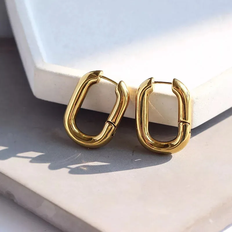 Trendy Korean Hoop Earring with Gold Plating