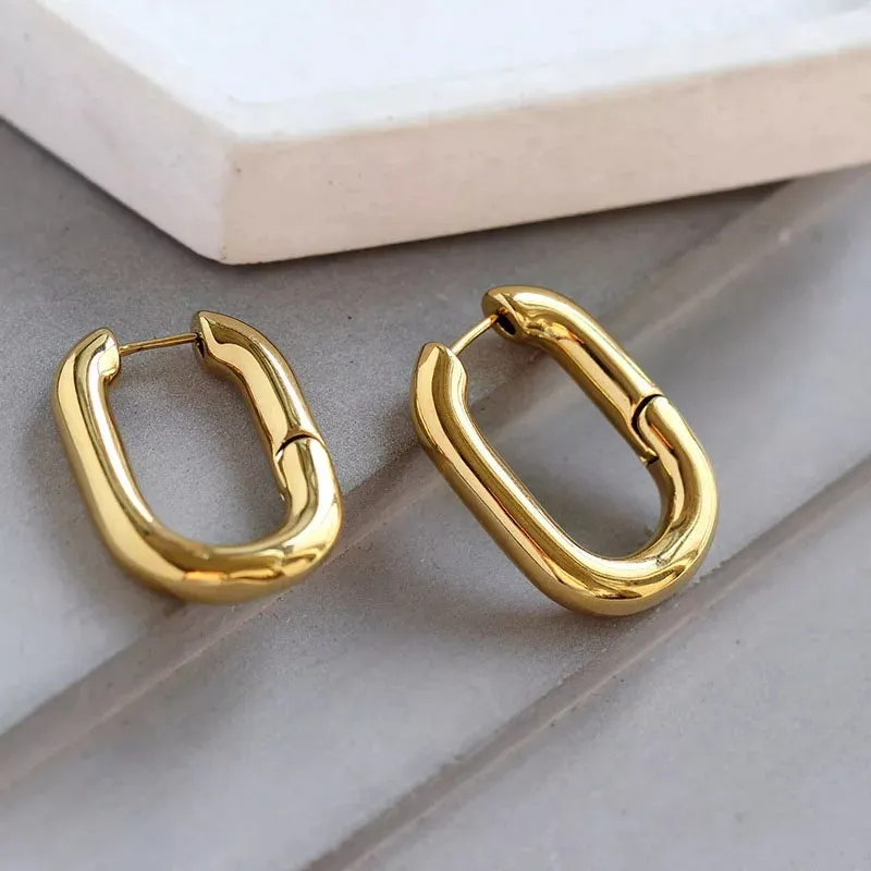 Trendy Korean Hoop Earring with Gold Plating