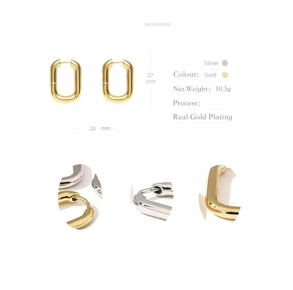 Trendy Korean Hoop Earring with Gold Plating