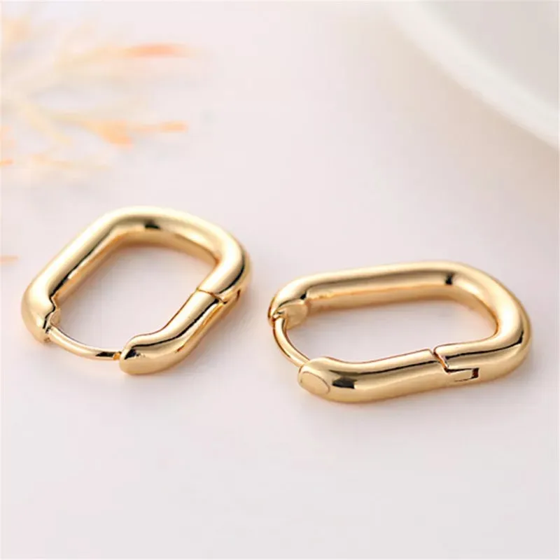 Trendy Korean Hoop Earring with Gold Plating