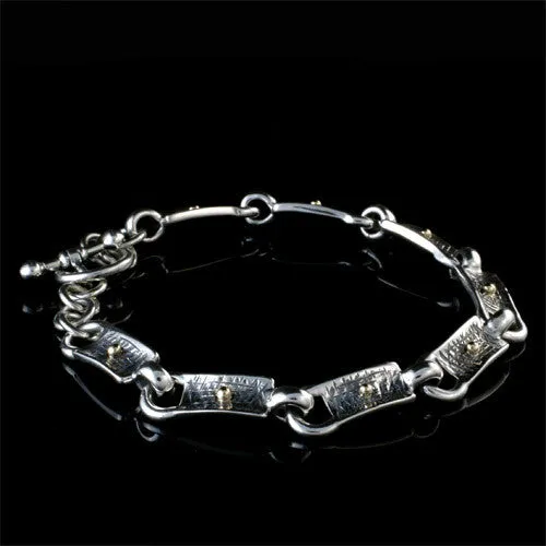 Unique Sterling Silver Gold Link Bracelet