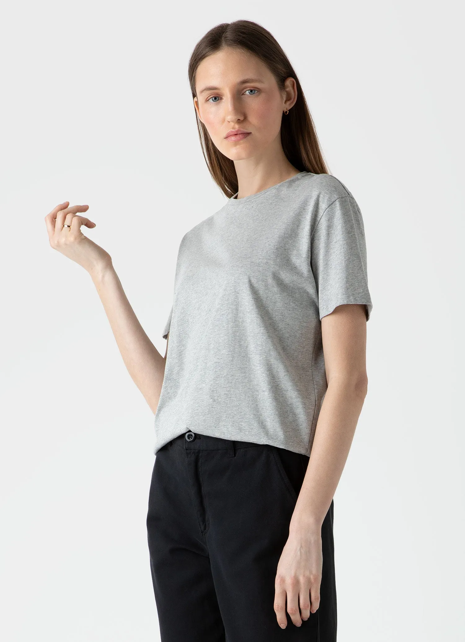 Women's Boy Fit T-shirt in Grey Melange