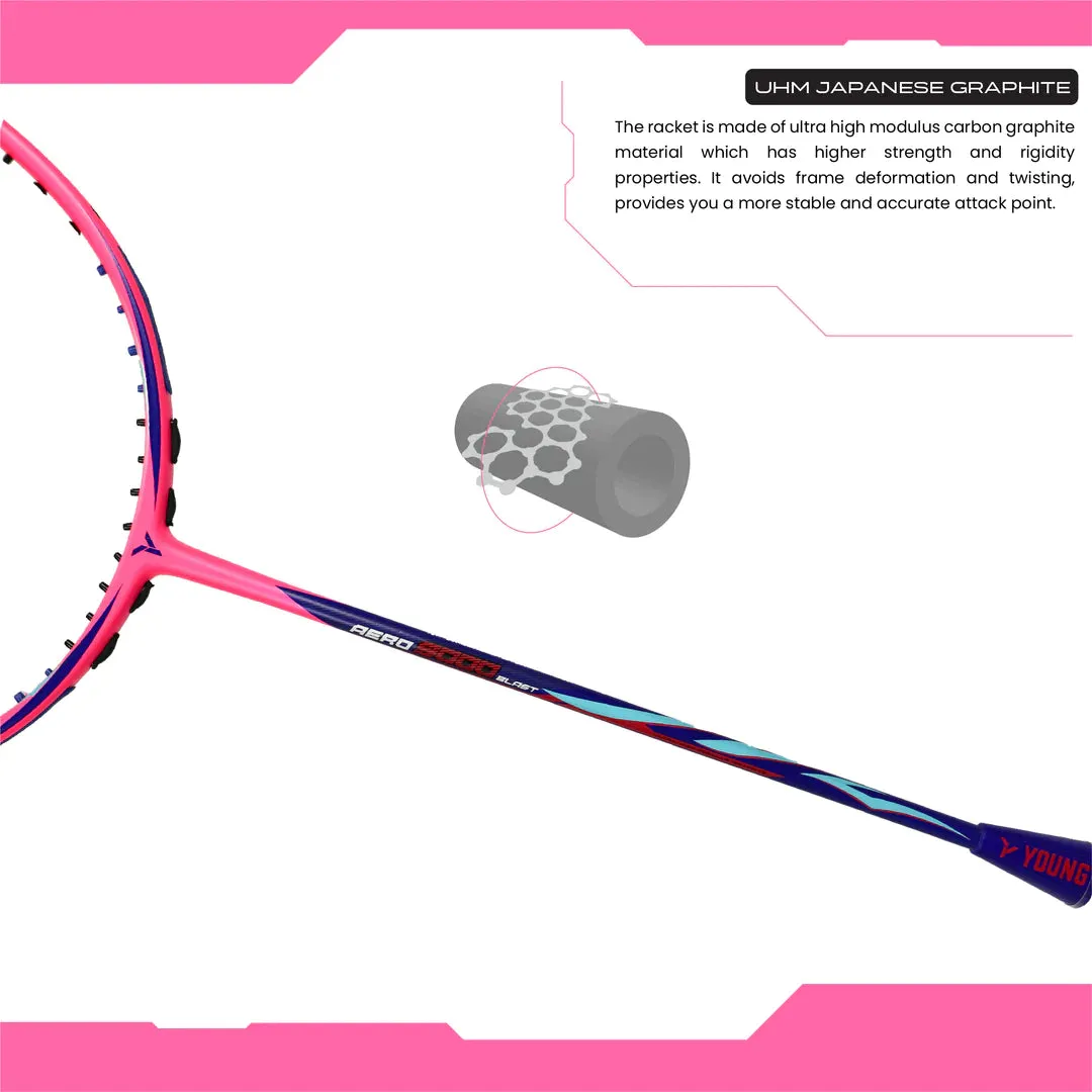 Young Aero 9000 Blast Badminton Racket (Strung) | Blue/Pink